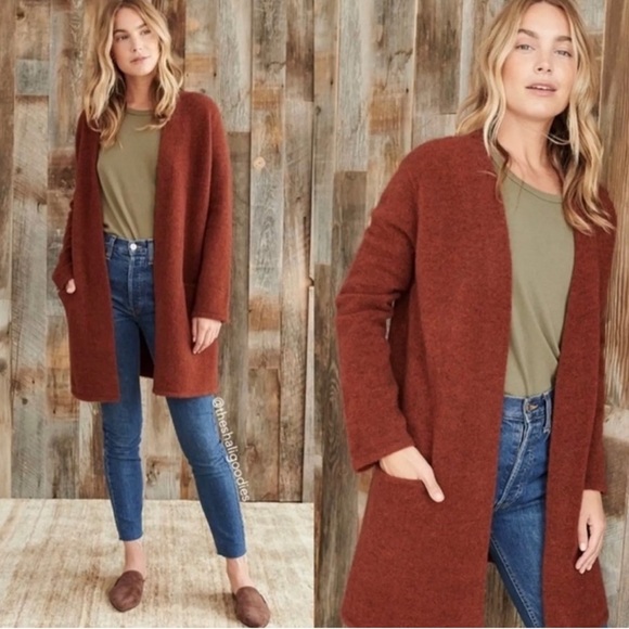 Jenni Kayne Sweaters - Jenni Kayne Sweater Coat Cardigan Burnt Rust Wool